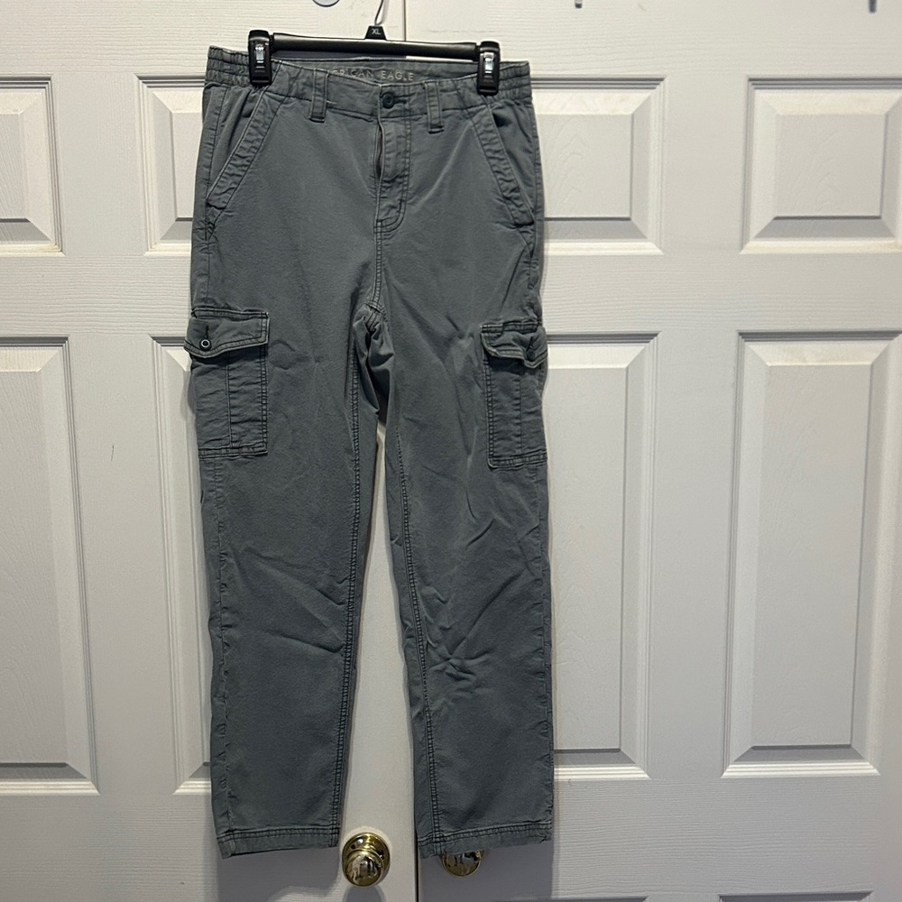 American Eagle Outfitters Women's Straight Leg Cargo Jeans - Gray